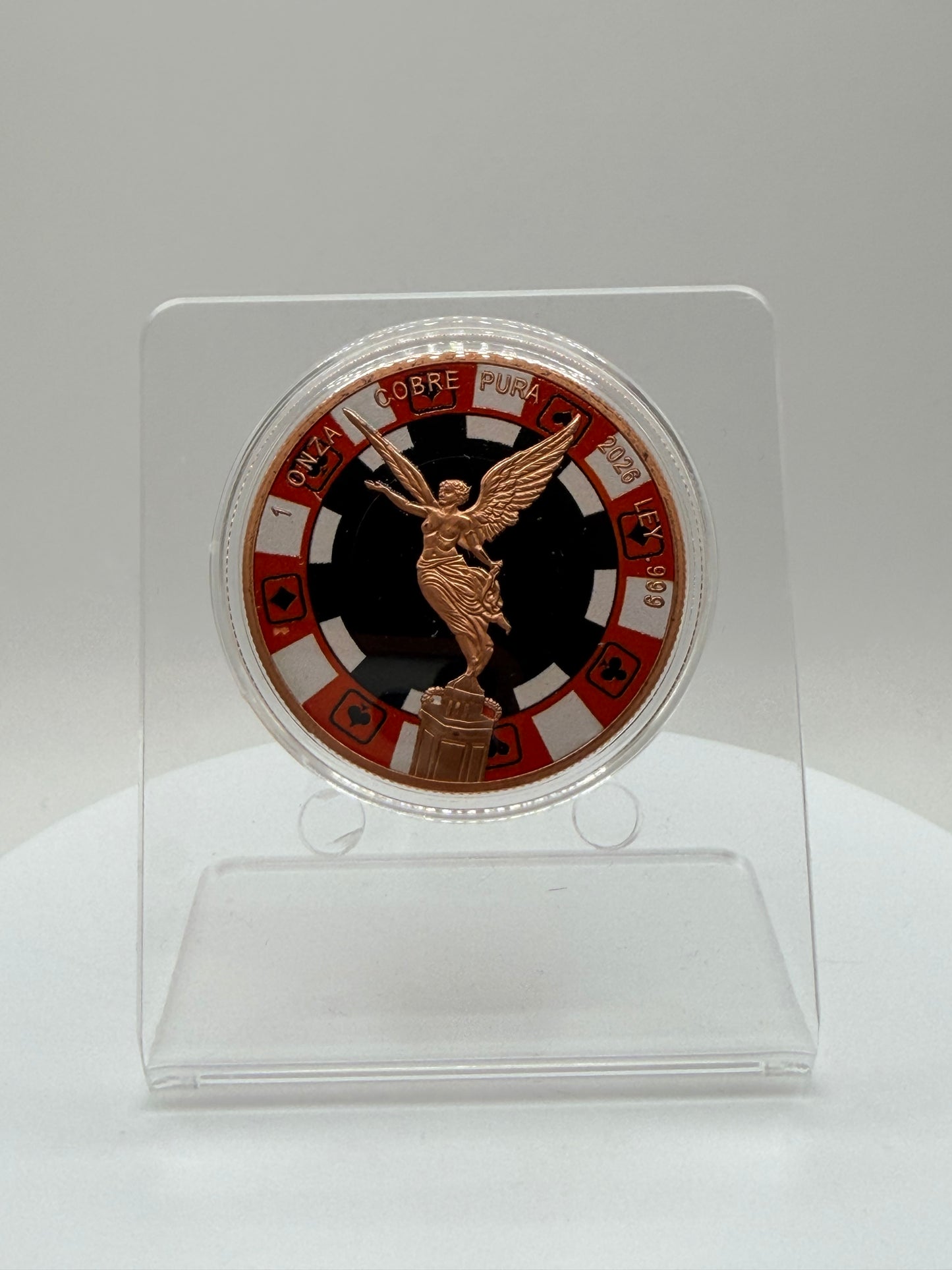 winged victory casino chip copper bullion round proof-like finish
