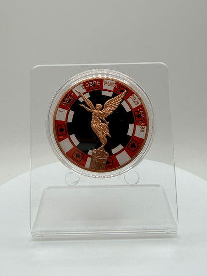 Winged victory casino chip copper bullion round proof-like finish