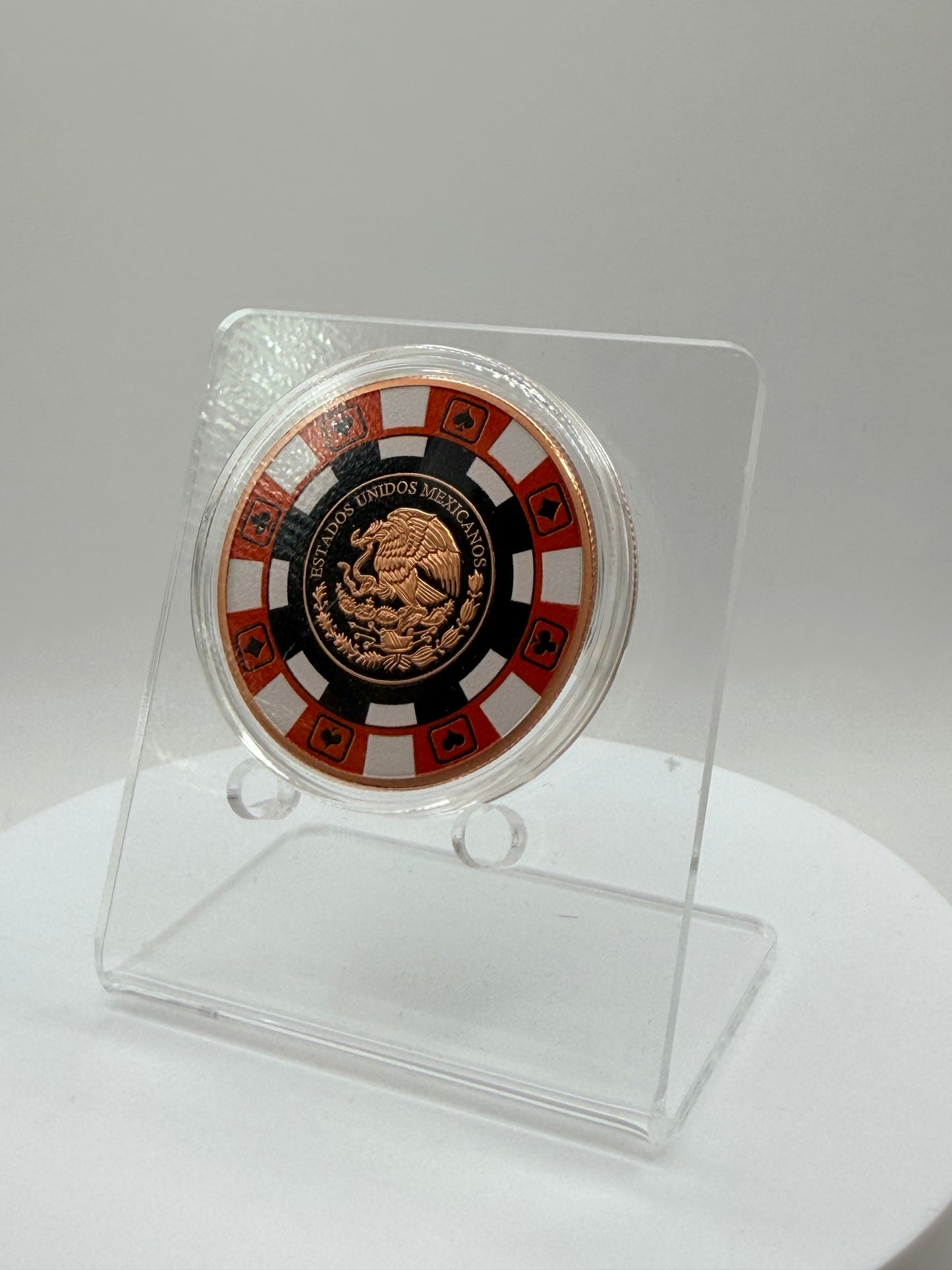 proof-like .999 copper round with casino poker chip border
