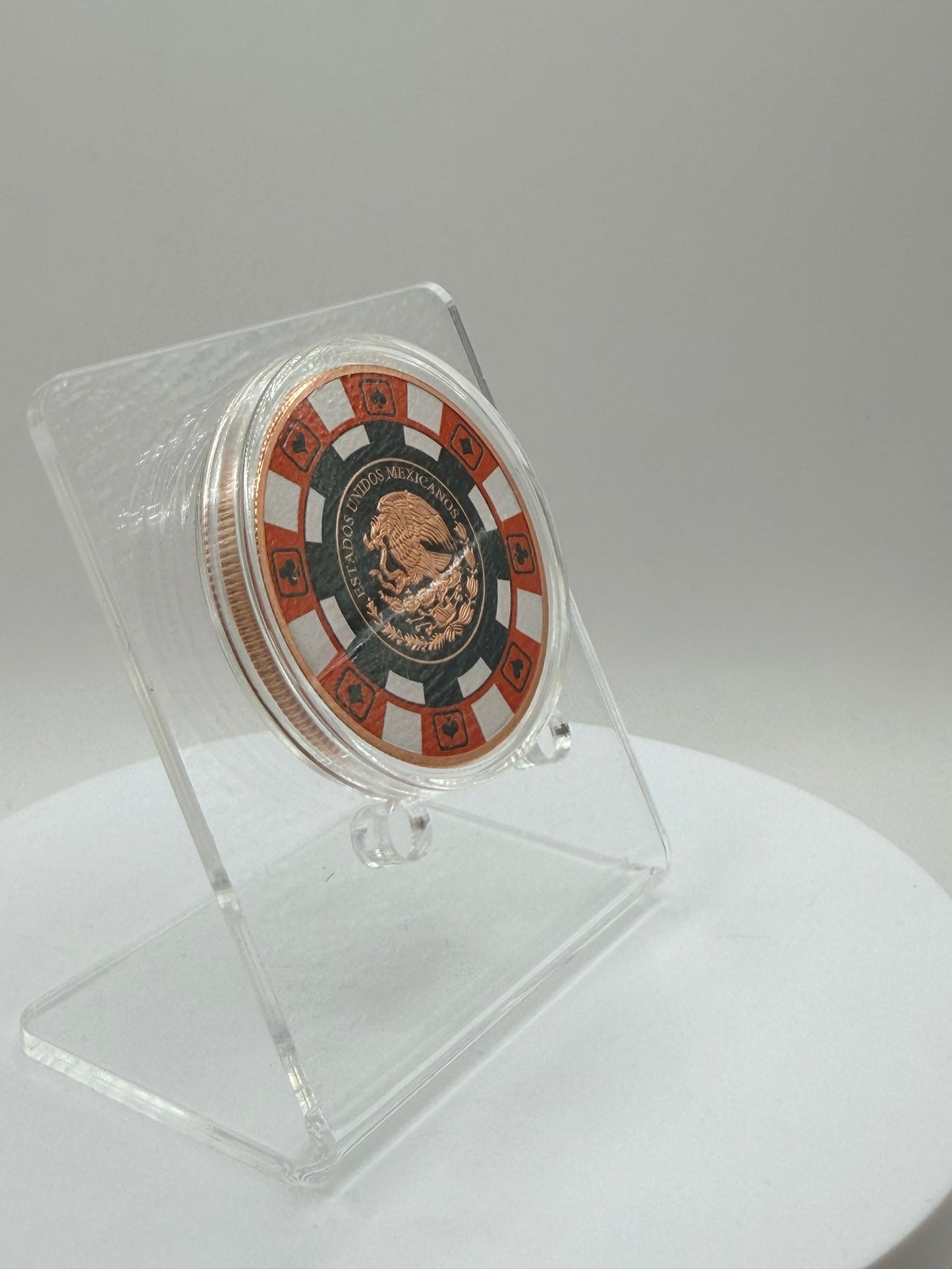collectible copper bullion round capsule display reverse view