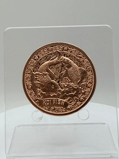 Koi fish reverse design on Intaglio Mint copper round