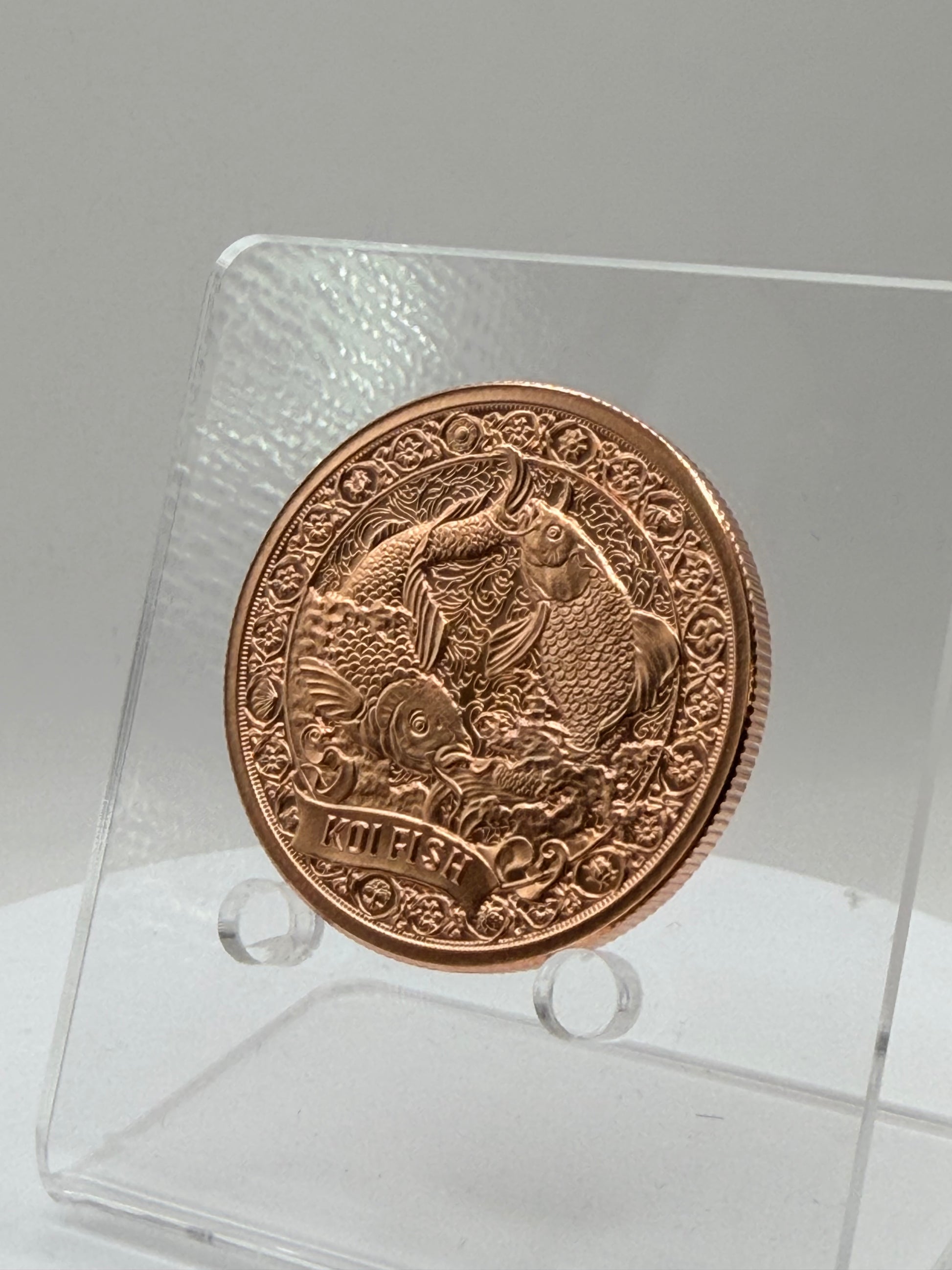 Ornate koi fish 1 oz .999 fine copper collectible