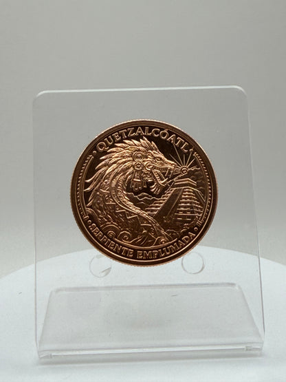 Aztec Feathered Serpent copper bullion round proof-like finish