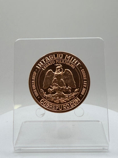 Reverse side of Quetzalcóatl copper round with Mexican eagle design