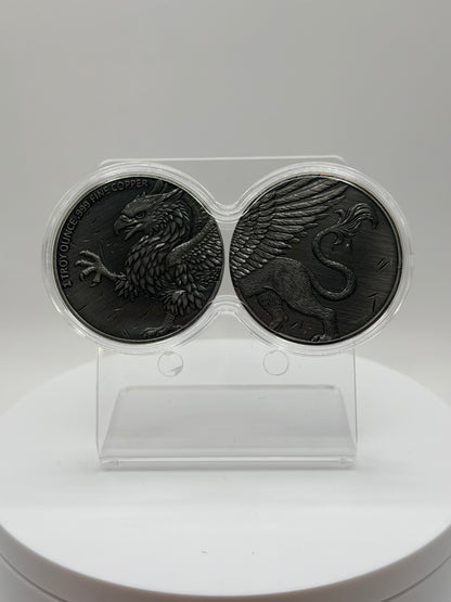 Dual Griffin .999 fine copper rounds in infinity capsule display
