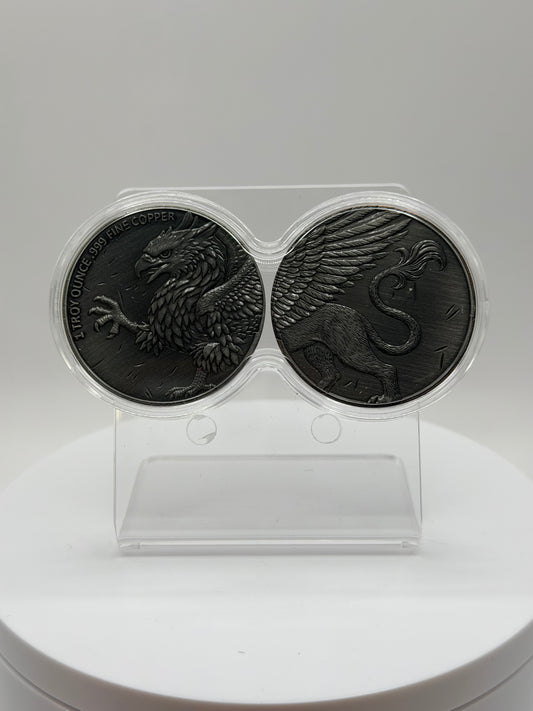 Dual Griffin .999 fine copper rounds in infinity capsule display