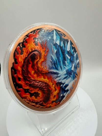 High relief style fantasy copper round in capsule