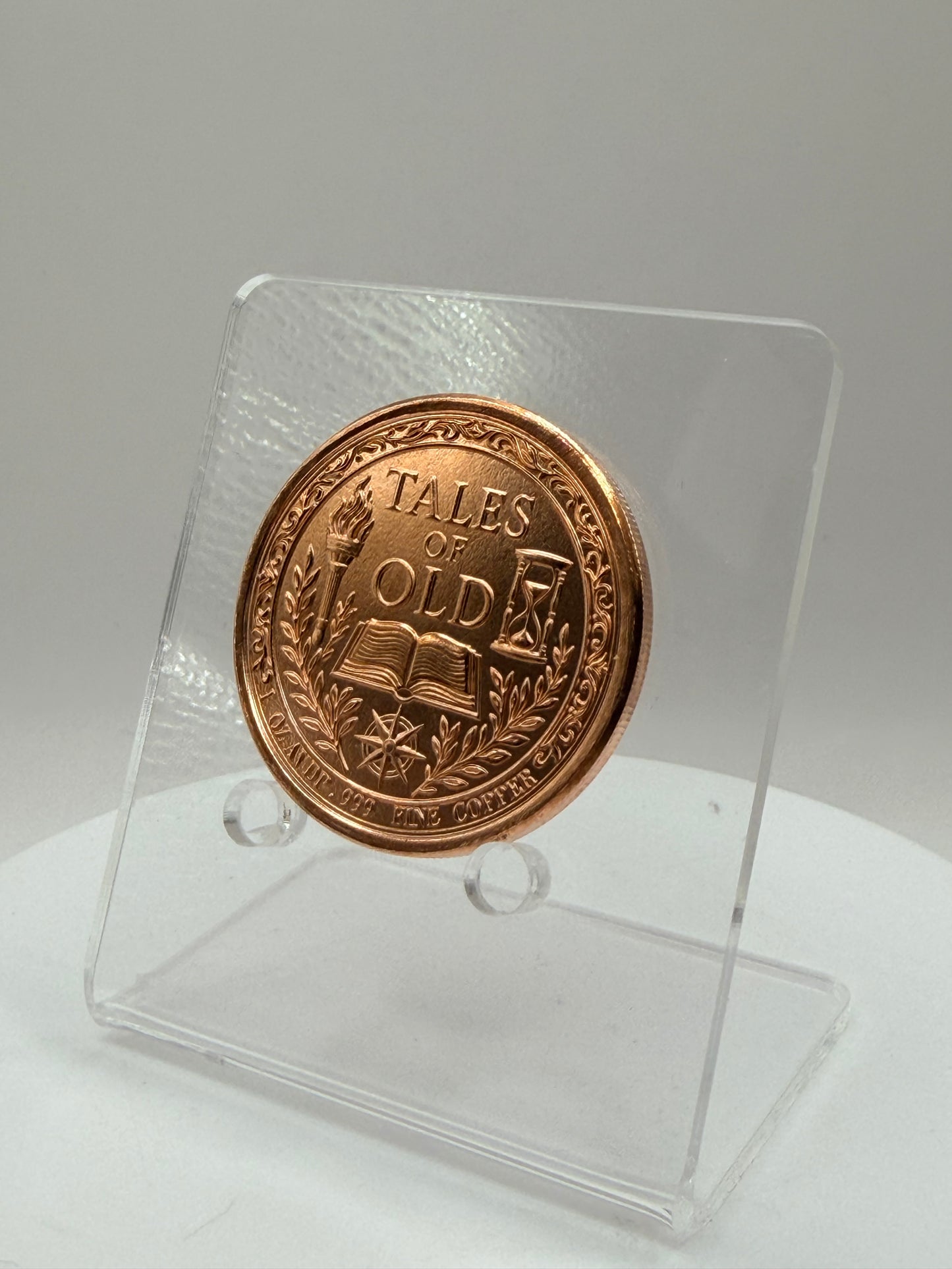 detailed .999 fine copper round with storytelling themed reverse