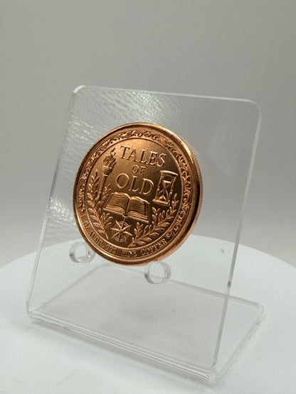Detailed .999 fine copper round with storytelling themed reverse