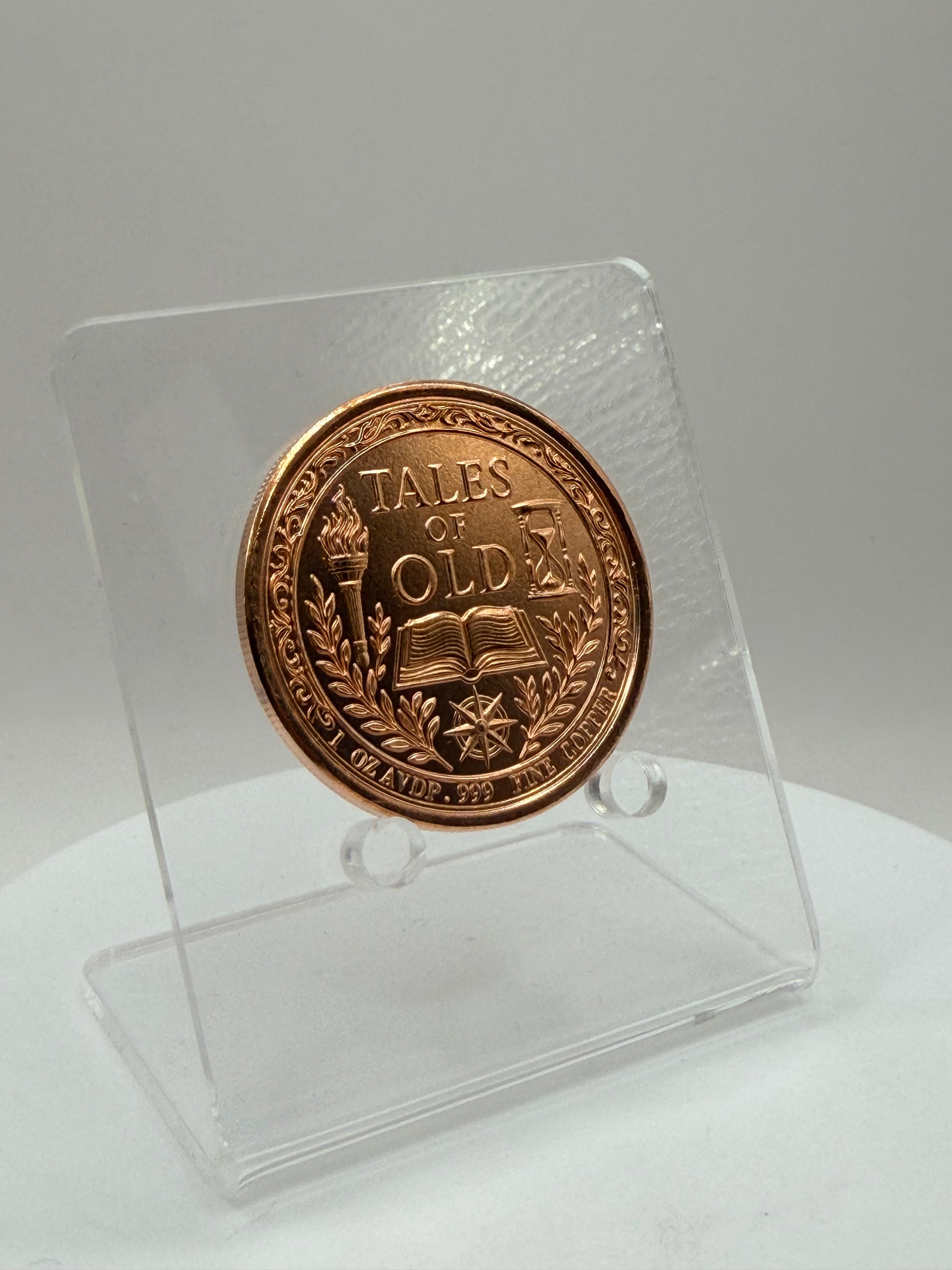 Fantasy inspired copper bullion round reverse side close-up