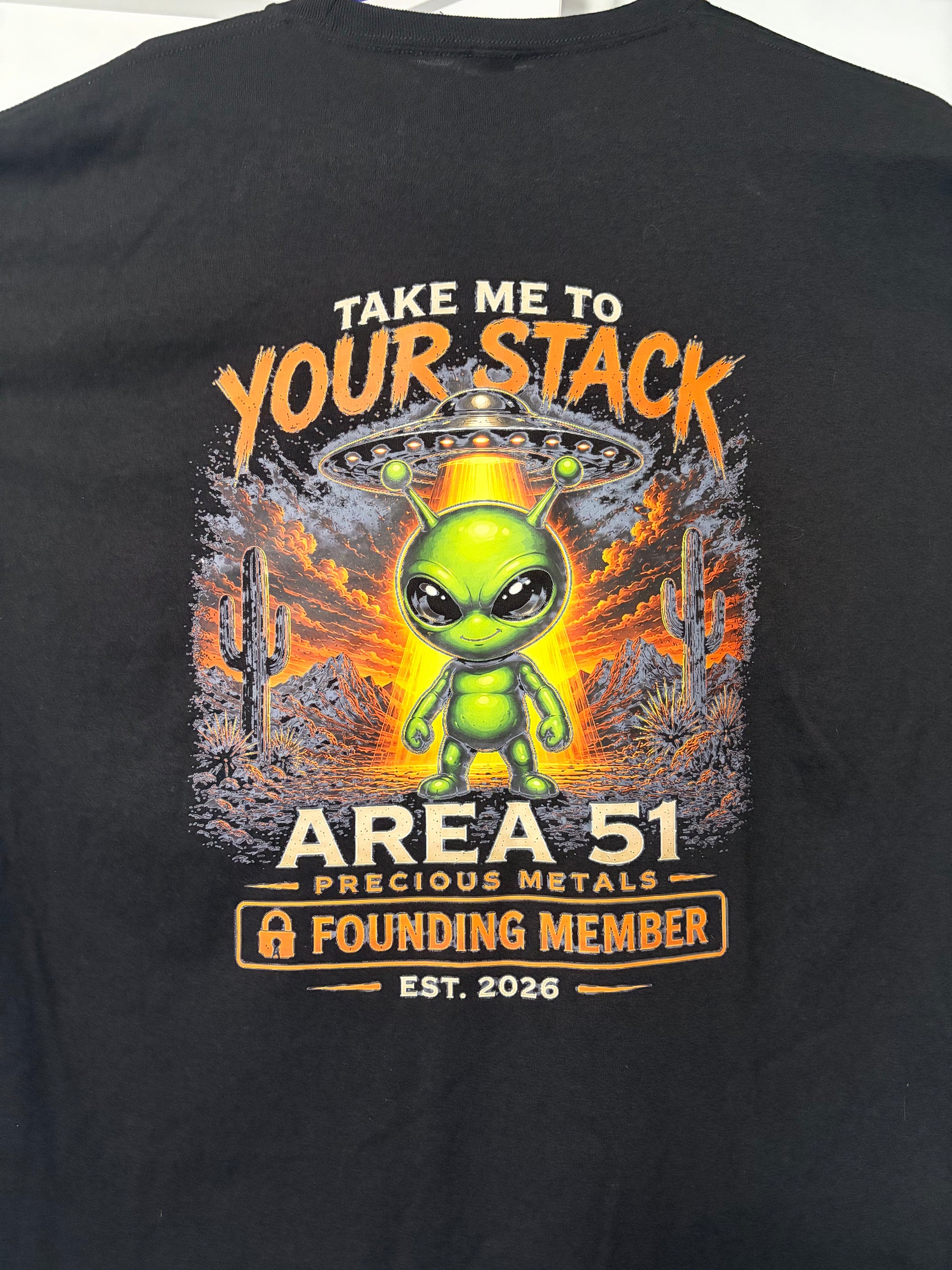 Area 51 Founding Member Tee front design with A51 desert badge