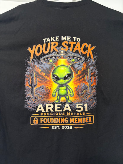 Area 51 Founding Member Tee front design with A51 desert badge