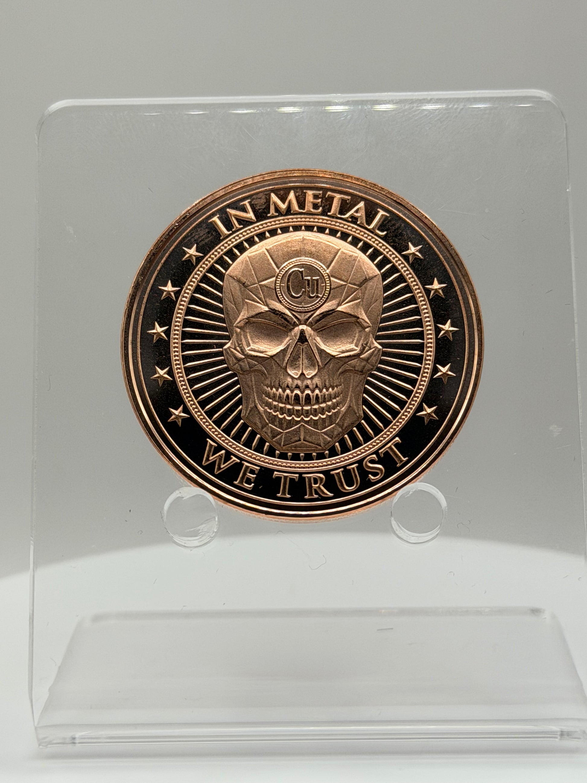 HighDesertMint copper bullion round straight-on obverse with elemental copper design