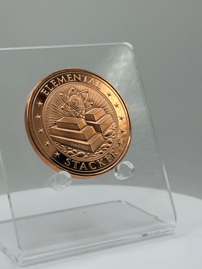 Side profile of HighDesertMint 1 oz copper bullion round showing reeded edge and strike quality