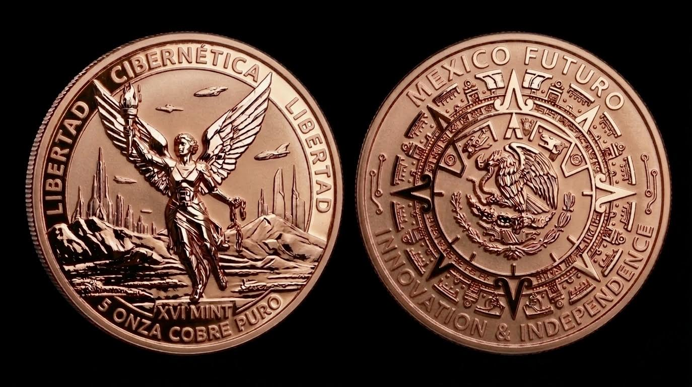 Cibernetica Libertad 5 oz copper round obverse design