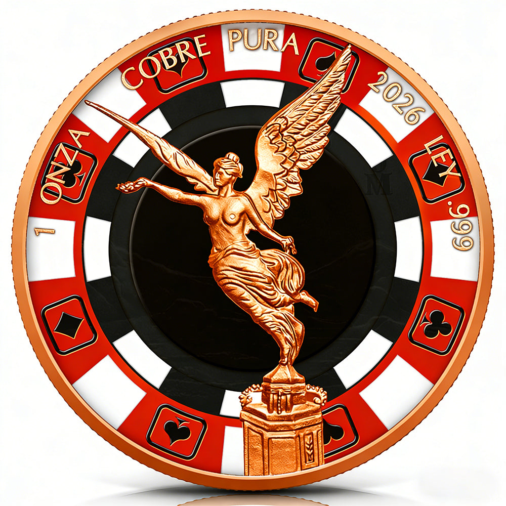 2026 libertad casino chip style 1 oz copper round obverse in capsule