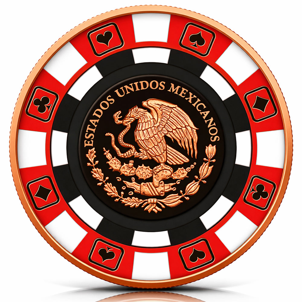 Reverse of Libertad casino chip style 1 oz copper round