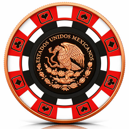 Reverse of Libertad casino chip style 1 oz copper round