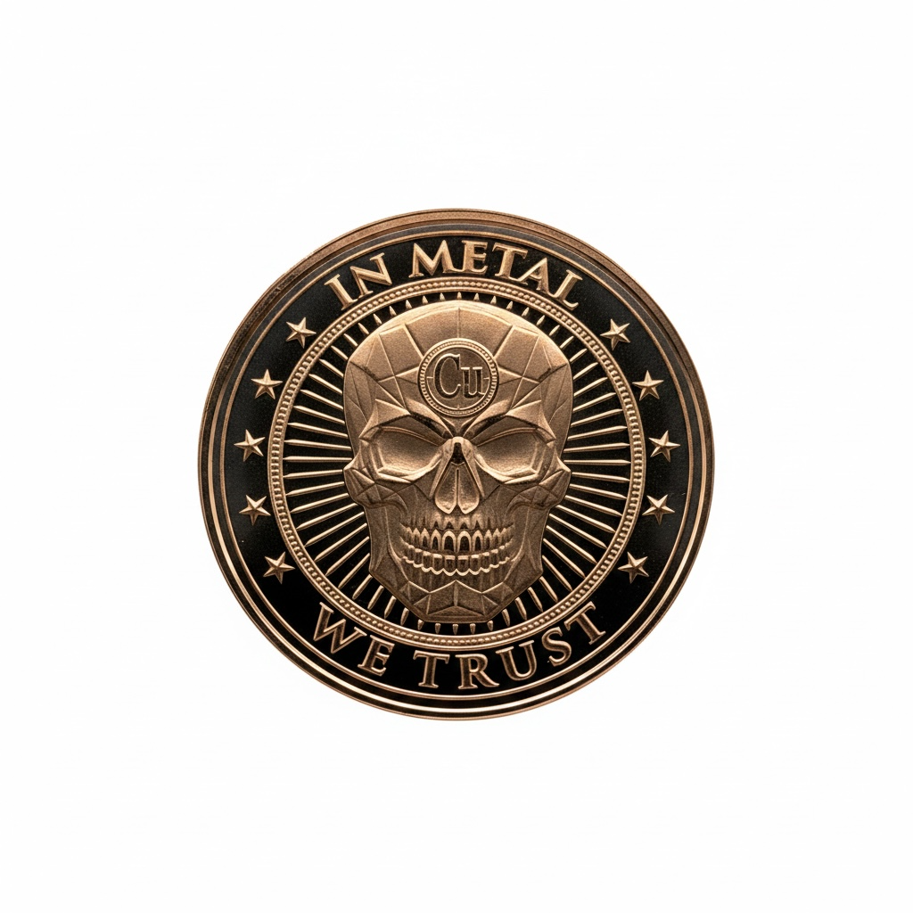 HighDesertMint Elemental Stacker 1 oz copper round angled front view showing copper bar design