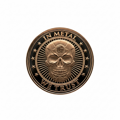 HighDesertMint Elemental Stacker 1 oz copper round angled front view showing copper bar design