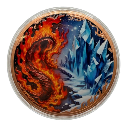 Colorized dual dragon .999 fine copper collectible