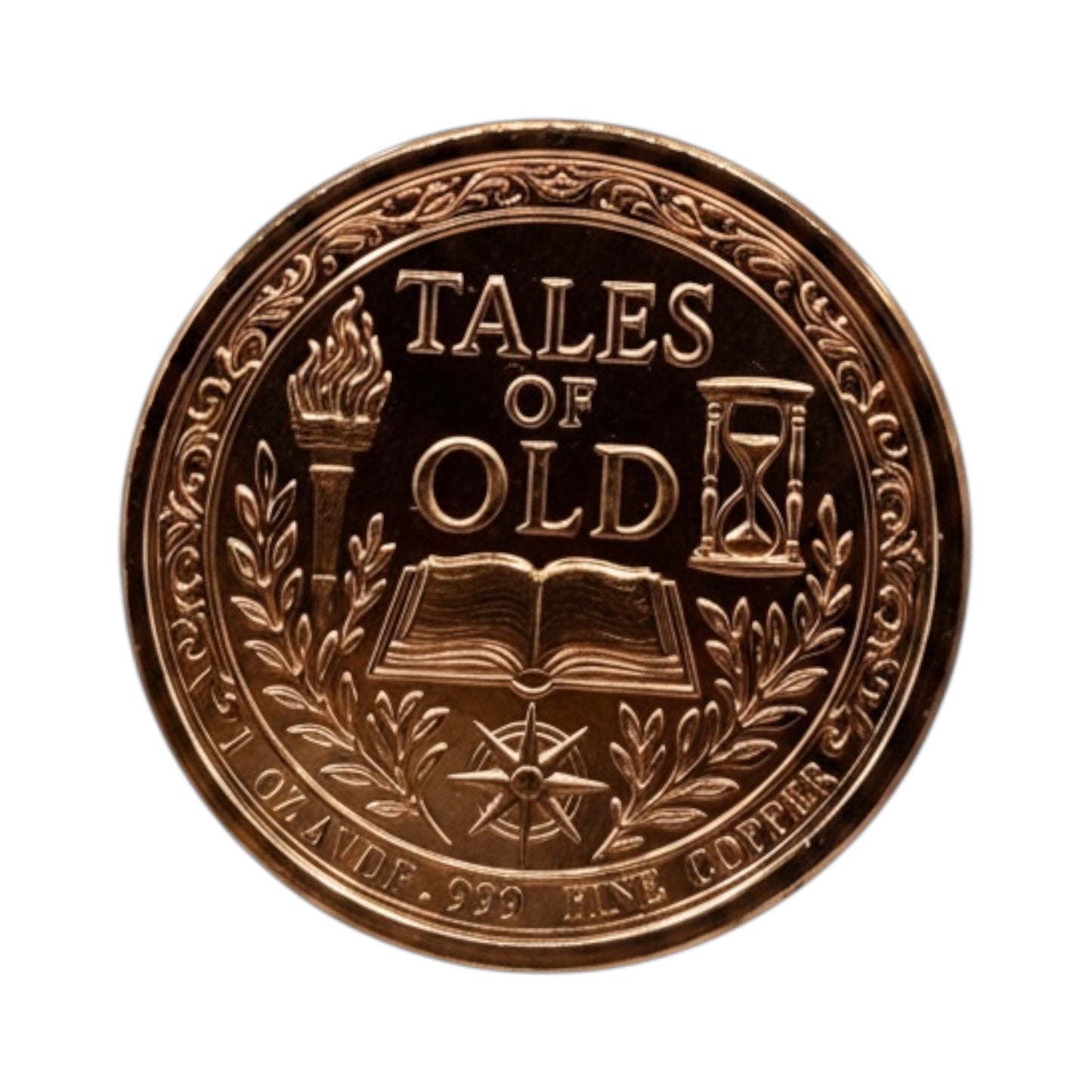 tales of old reverse design on 1oz fine copper round