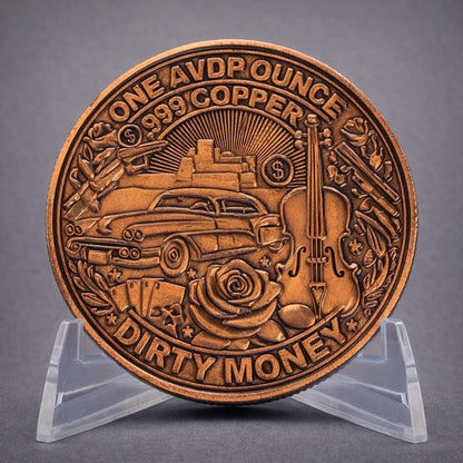 Clean Hands Dirty Money 1 oz Copper Round – .999 Fine Copper Collectible Gangster Tribute Coin