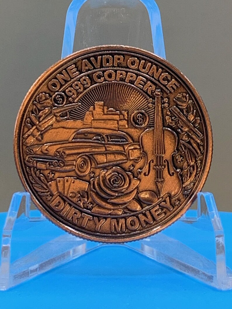 clean hands dirty money 1 oz copper round – .999 fine copper collectible gangster tribute coin