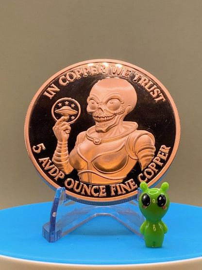 Area 51/Alien Copper Round – 5 oz .99 Fine Proof Like UFO Coin (Limited Mintage)