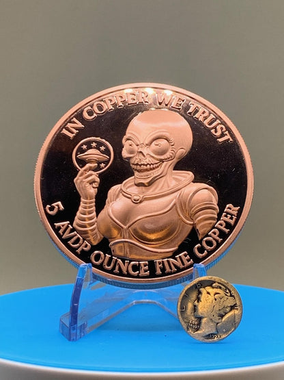 Area 51/Alien Copper Round – 5 oz .99 Fine Proof Like UFO Coin (Limited Mintage)