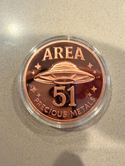 Area 51/Alien Copper Round – 5 oz .99 Fine Proof Like UFO Coin (Limited Mintage)
