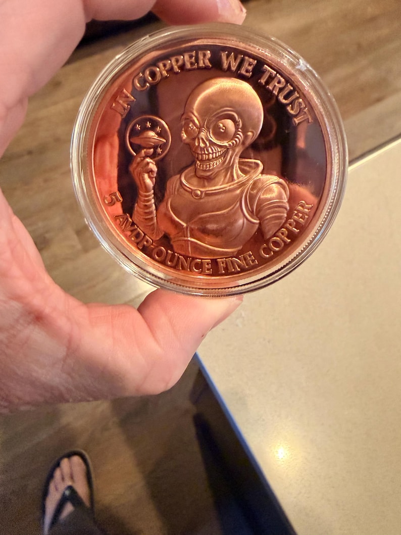 area 51/alien copper round – 5 oz .99 fine proof like ufo coin (limited mintage)