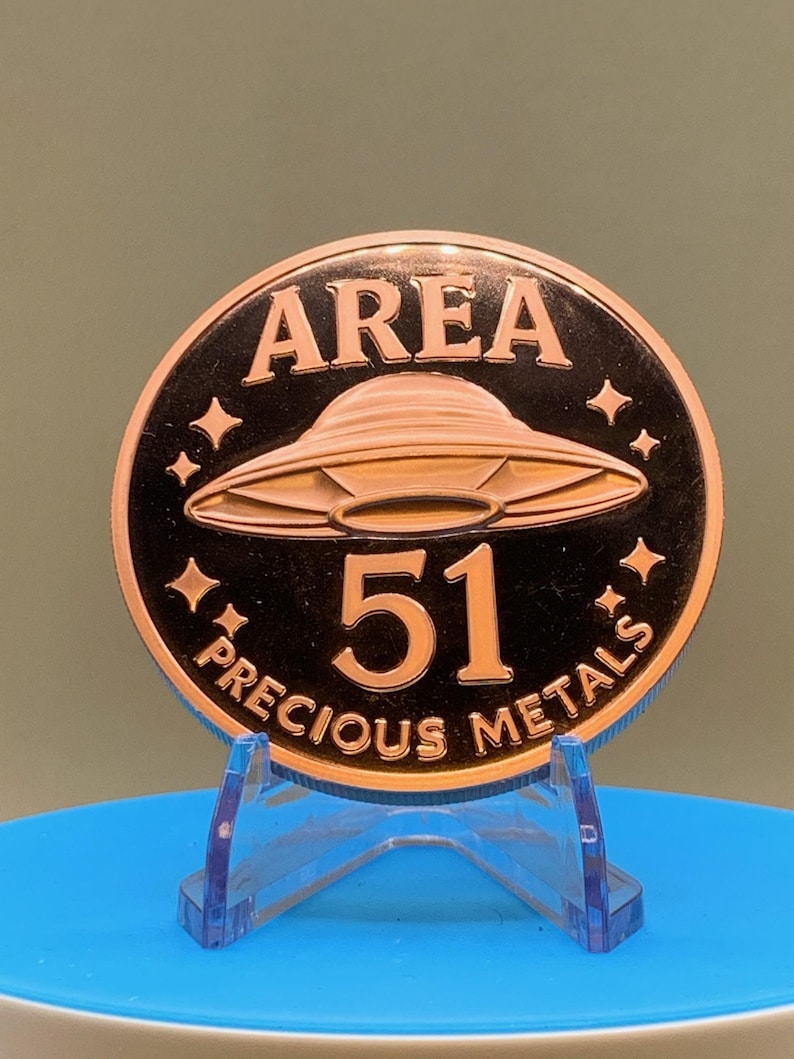 area 51/alien copper round – 5 oz .99 fine proof like ufo coin (limited mintage)